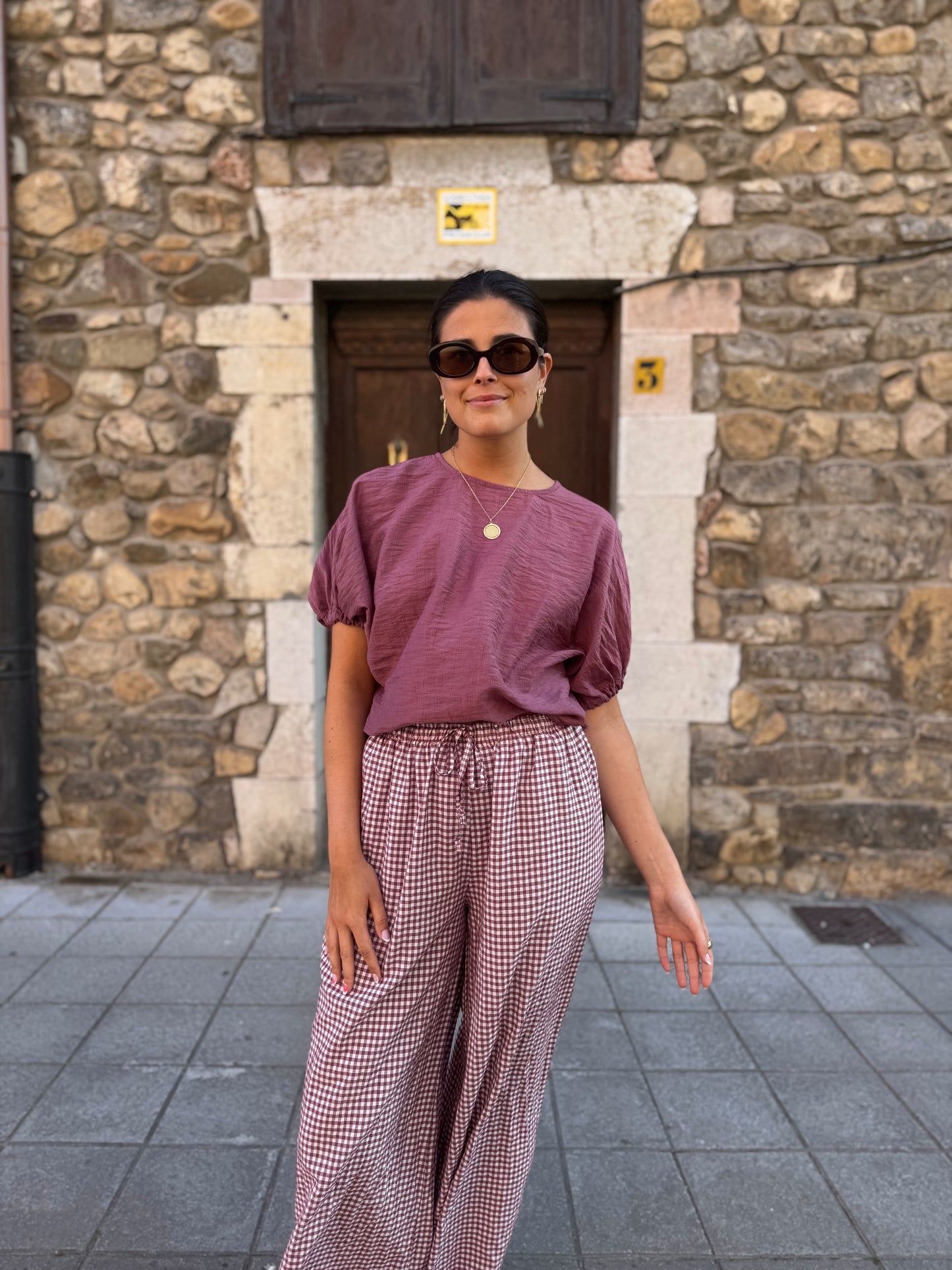 Camisa Manga Ancha Tencel Rosa
