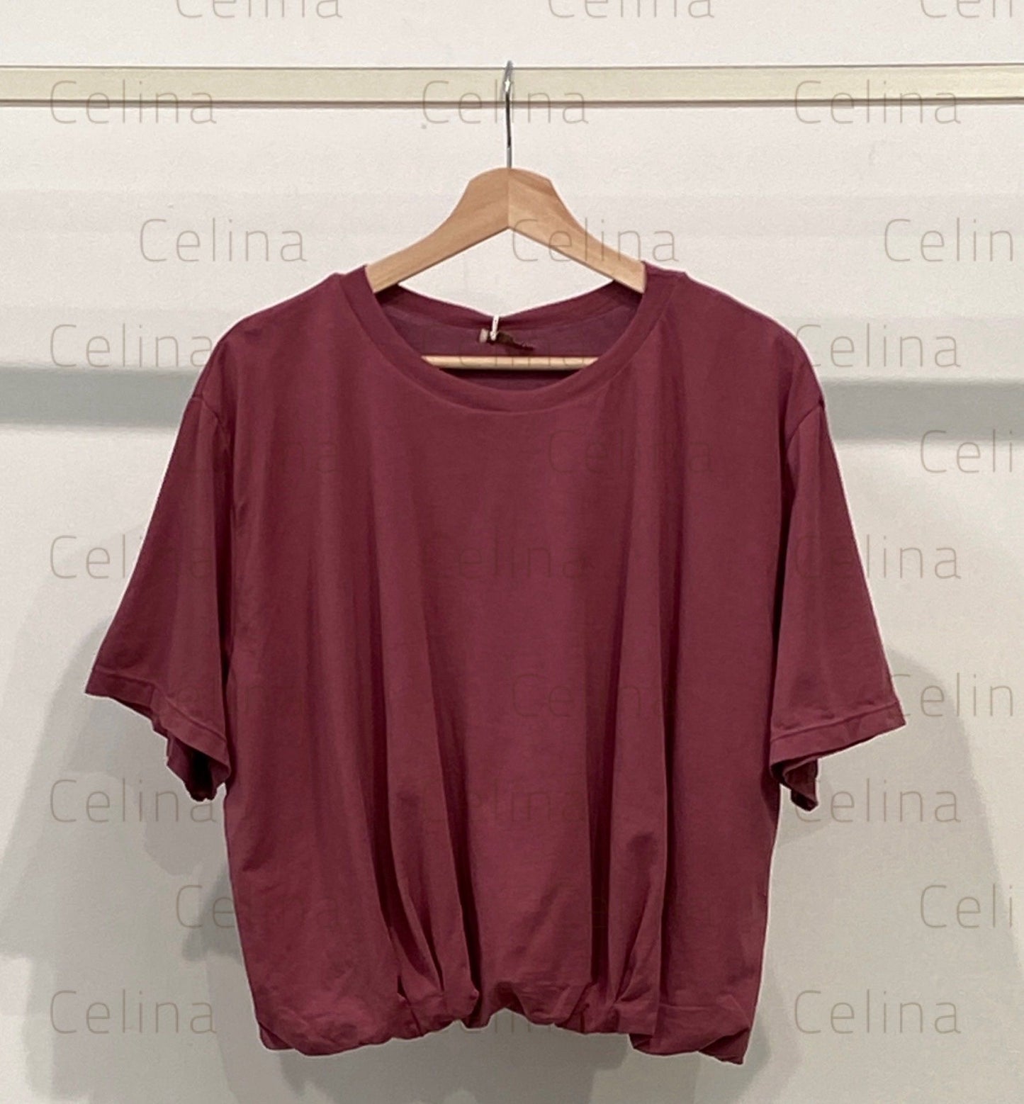 Camiseta Básica Rosa Manga Bombacho
