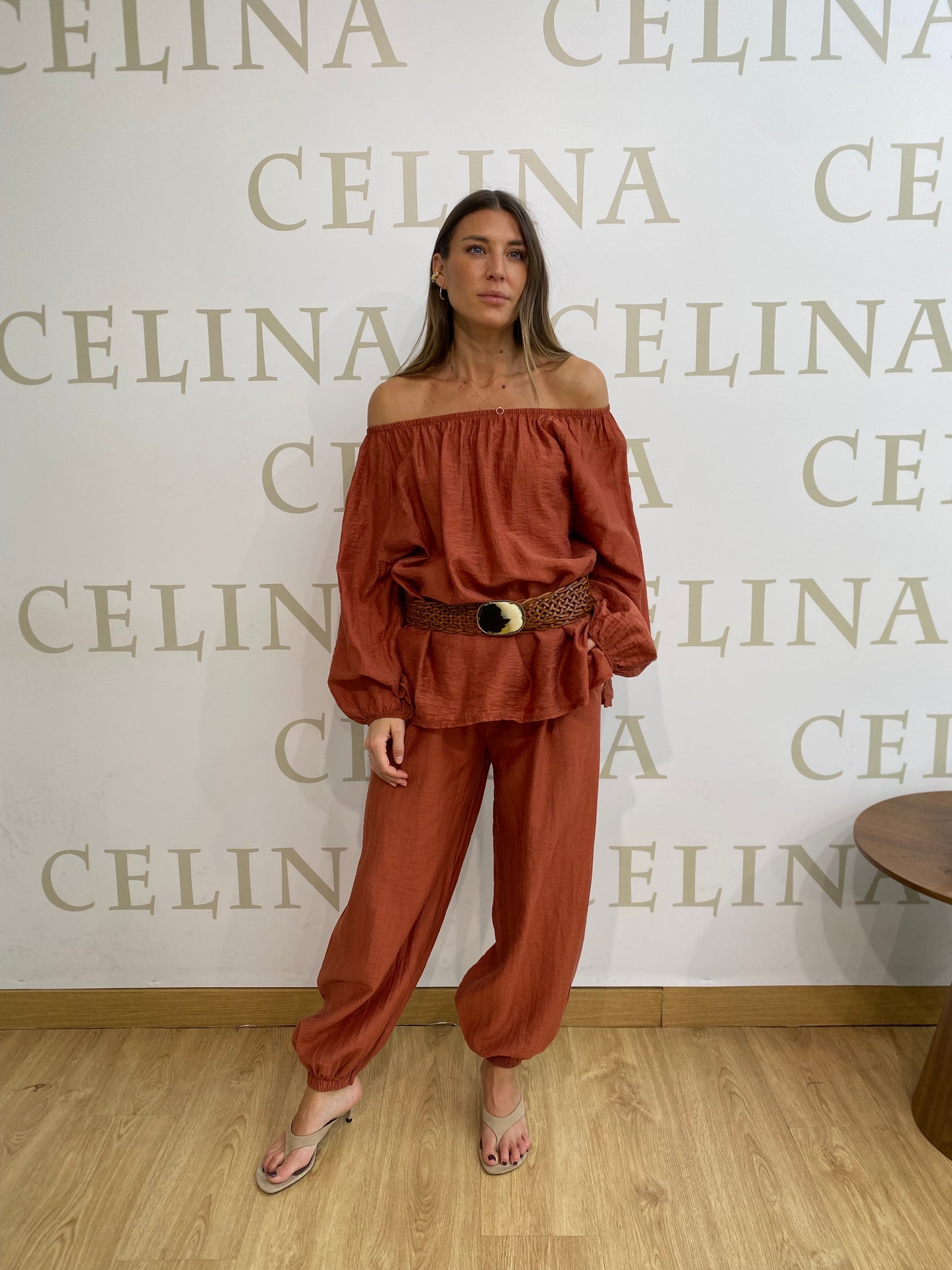 Pantalón Bombacho Tencel Teja