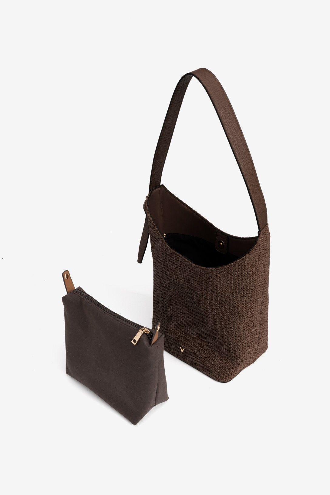 Bolso De Hombro Rafia Chocolate