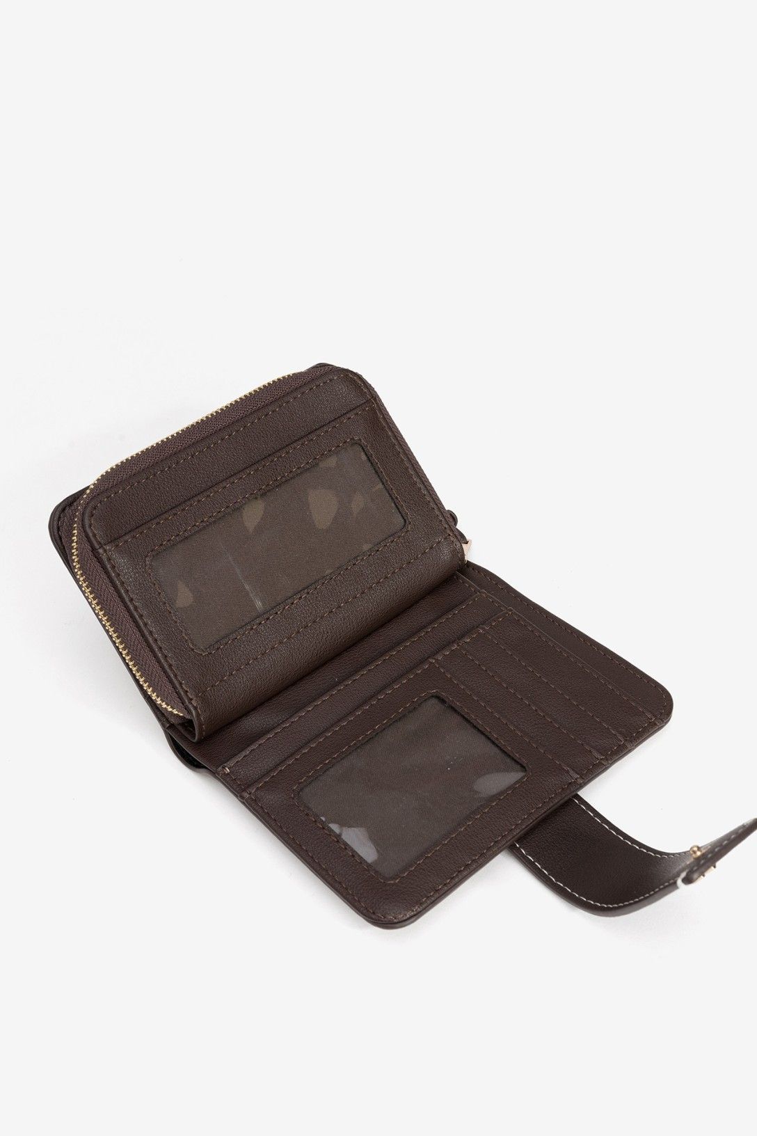 Cartera Beige Cierre Chocolate