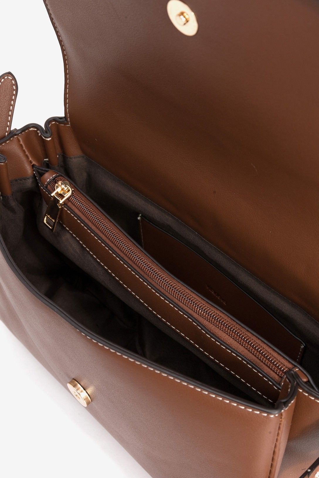 Bolso Bandolera Marrón Detalle Oro