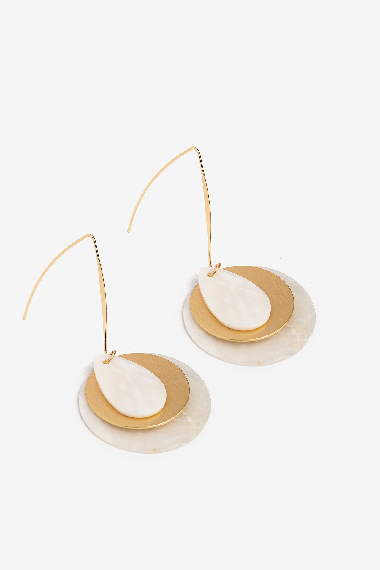 Pendientes Largos Nacar Doble Circulo