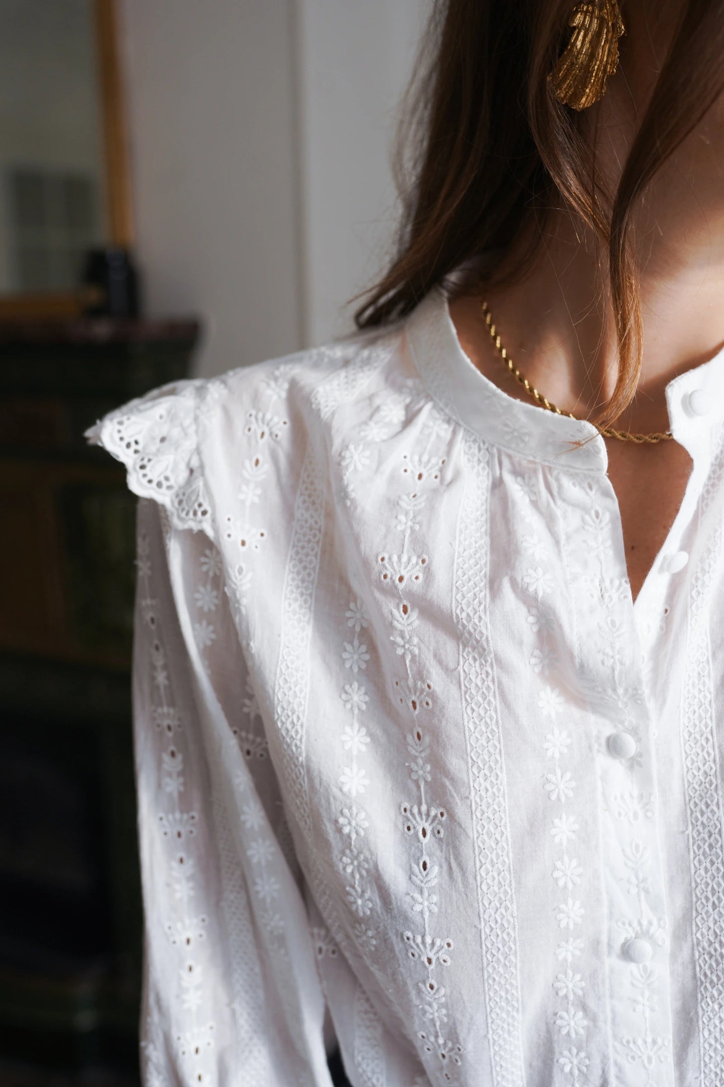 Blusa De Algodón Bordada