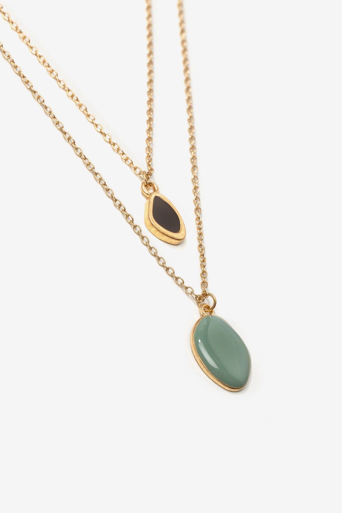 Colgante Mini Dos Piedras Marrón y Verde