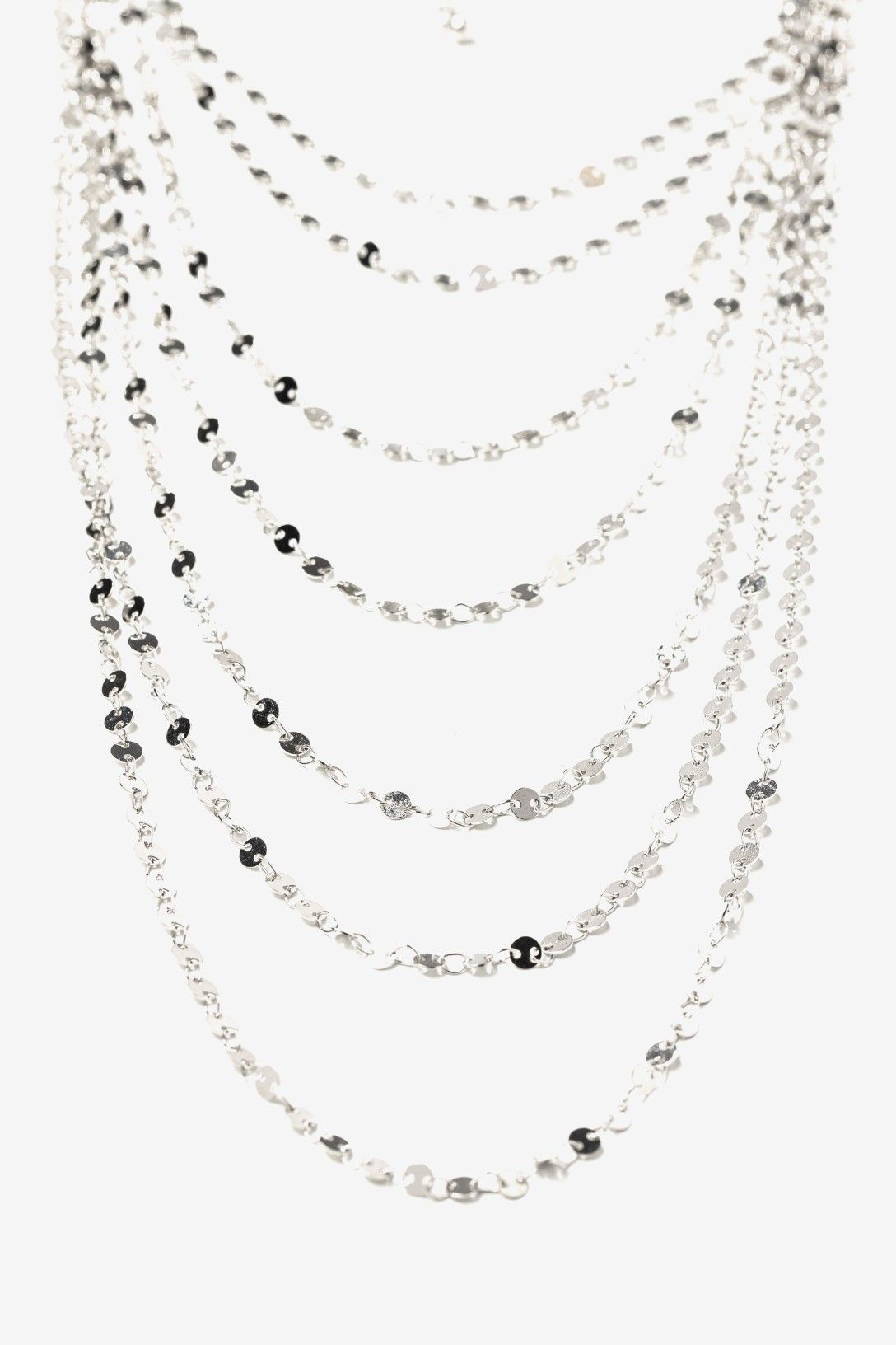 Collar Oversize Plateado Varias Cadenas Finas