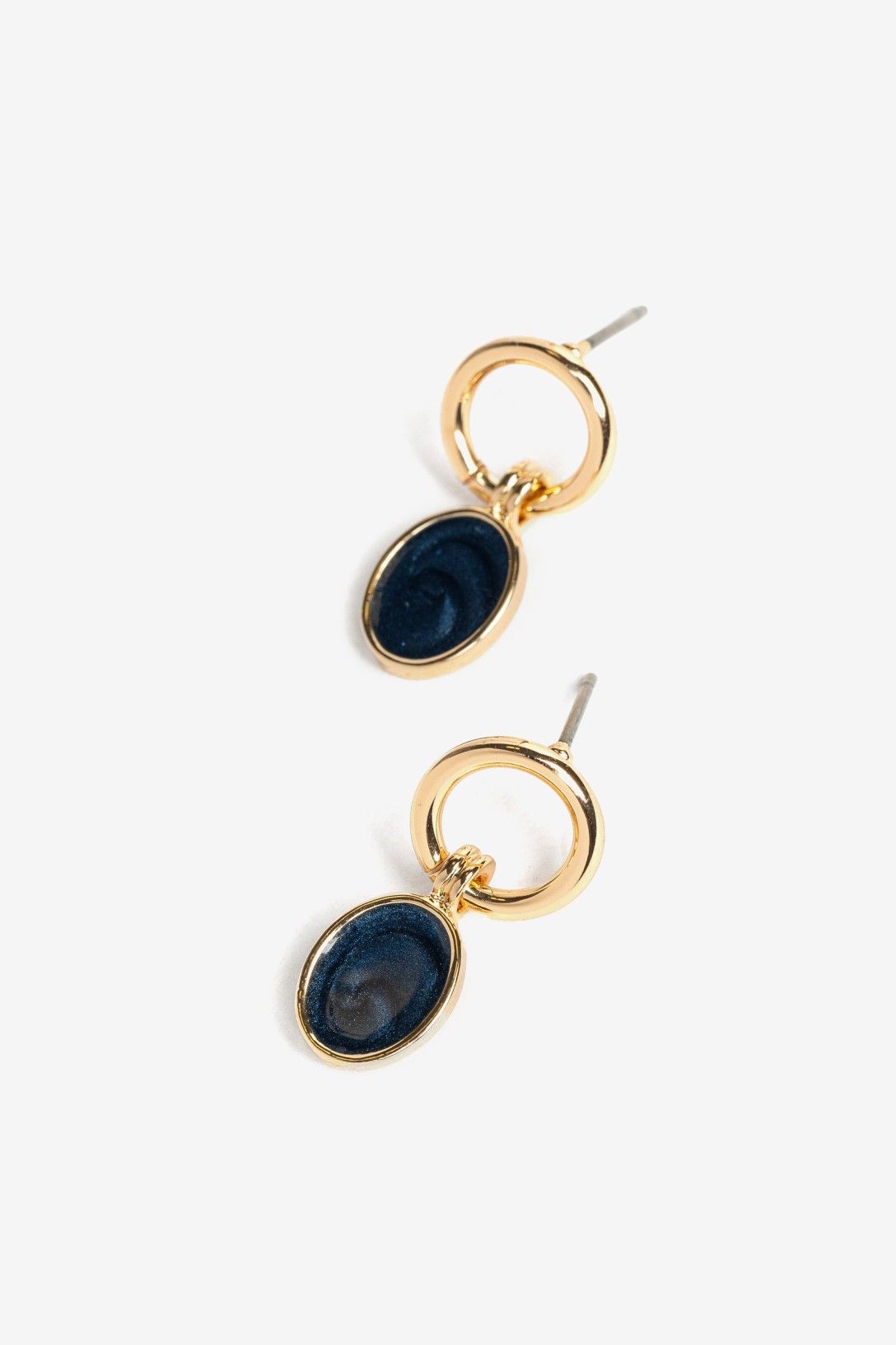Pendientes Mini Aro Dorado Y Piedra Azul