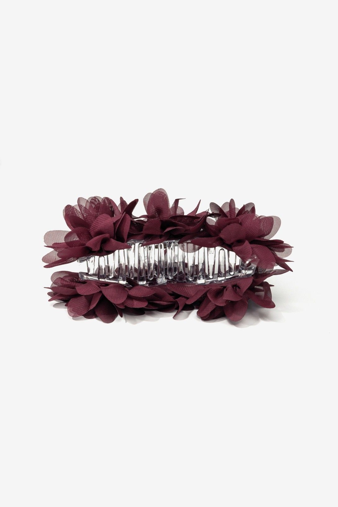 Pinza Pelo Flores Burdeos