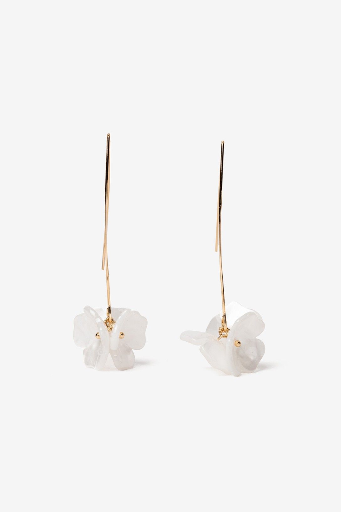 Pendientes Largos Flor Blanca