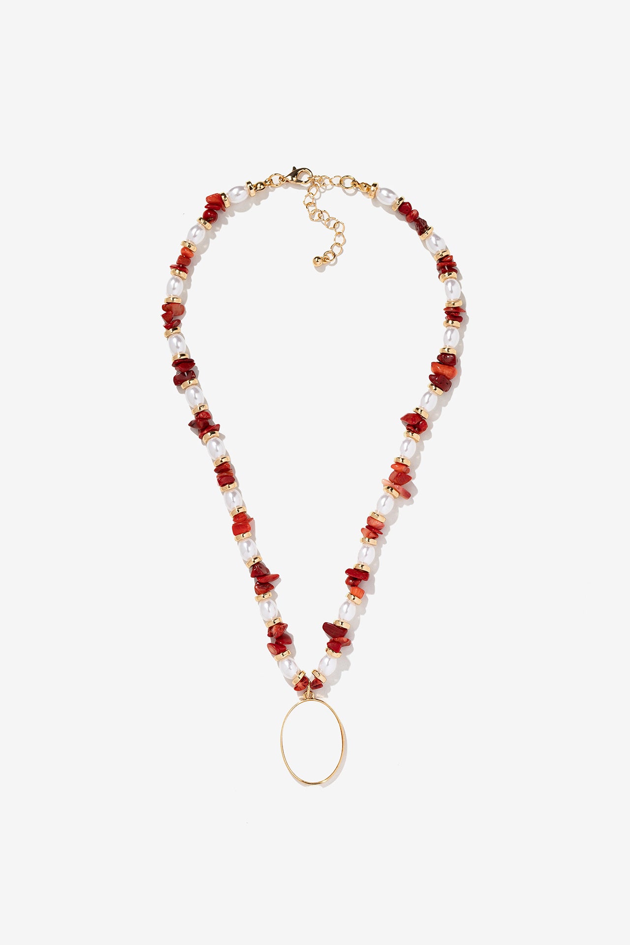 Collar Piedra Roja y Perla