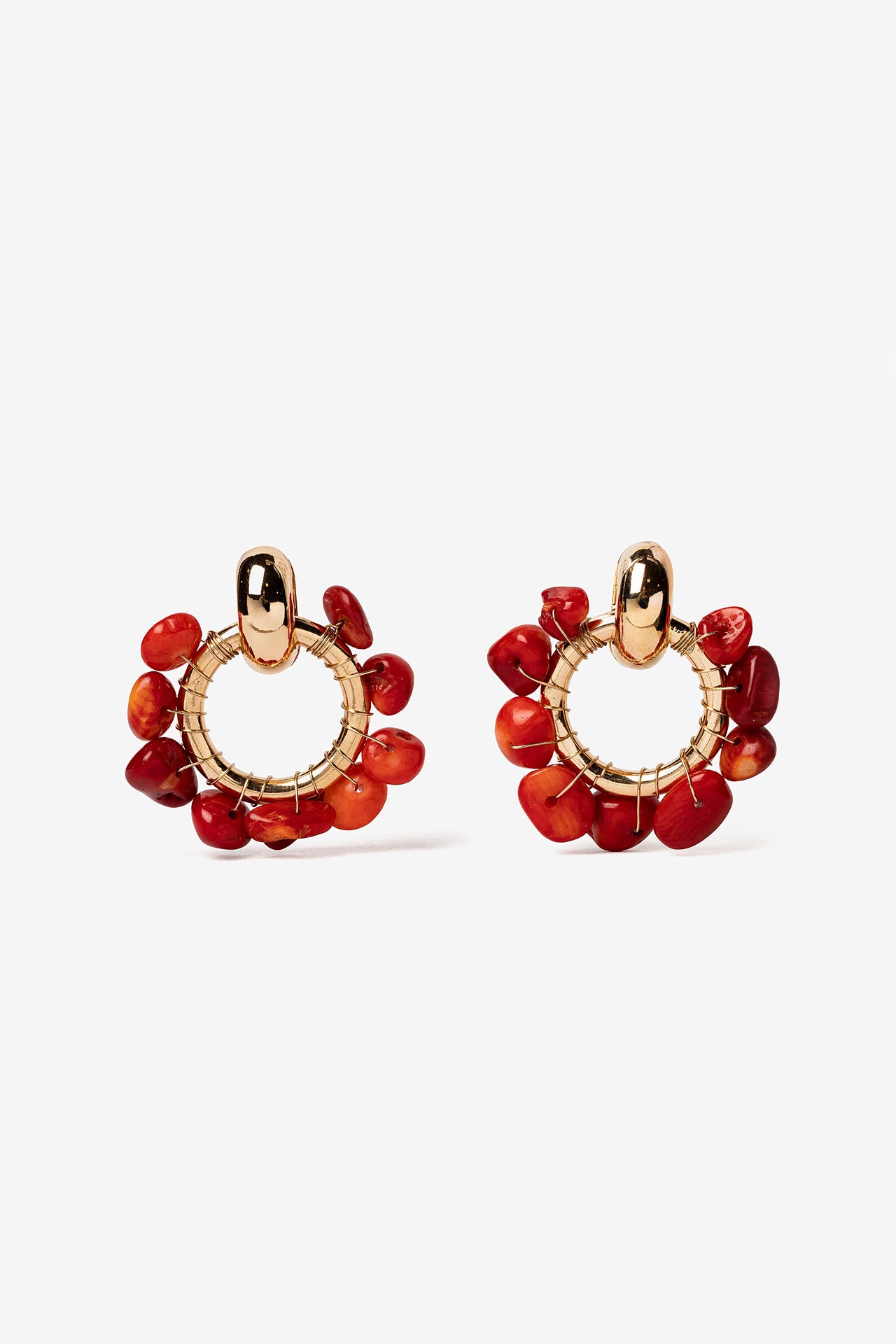 Pendientes Aro Piedra Roja