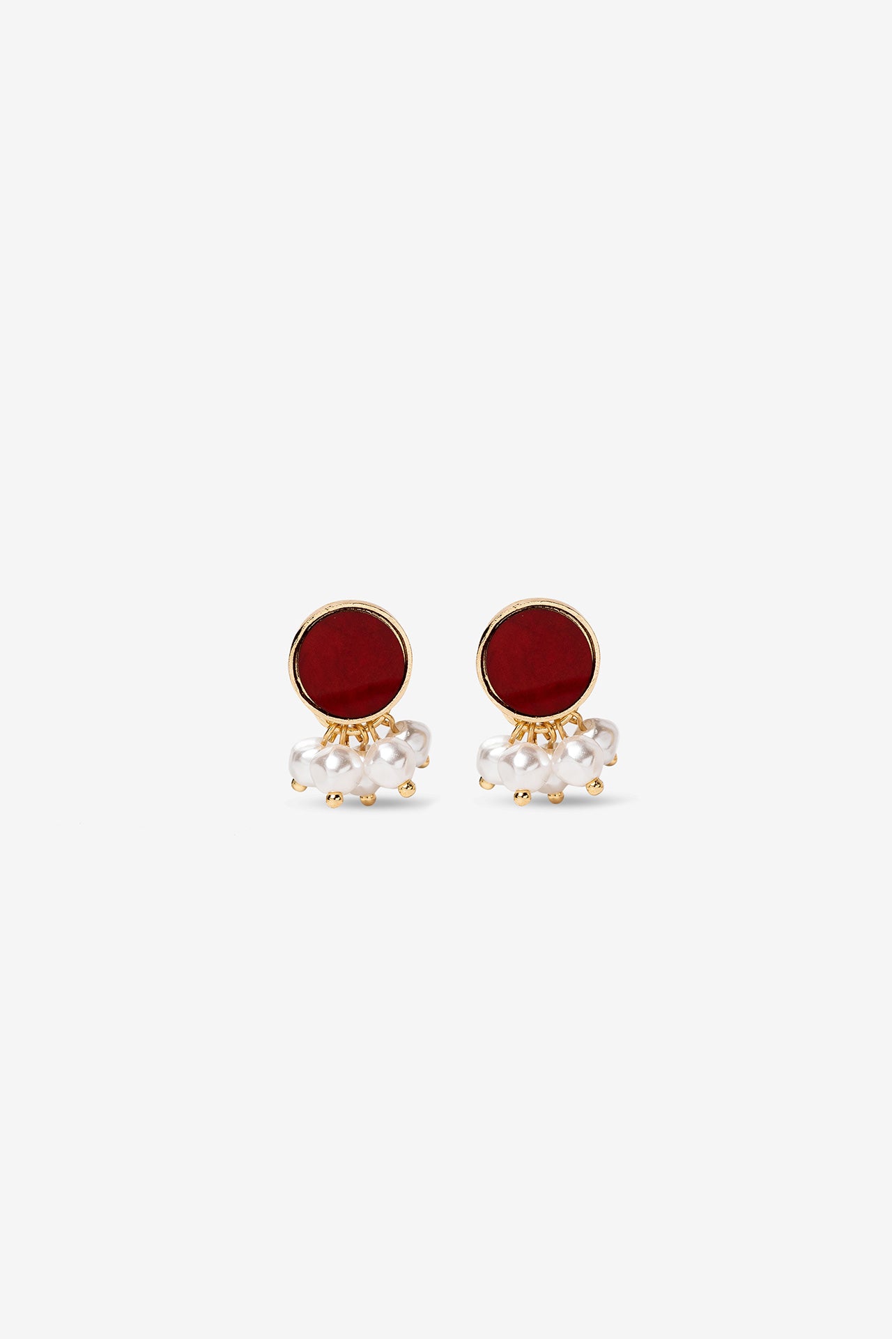 Pendientes Circulo Rojo Perlas