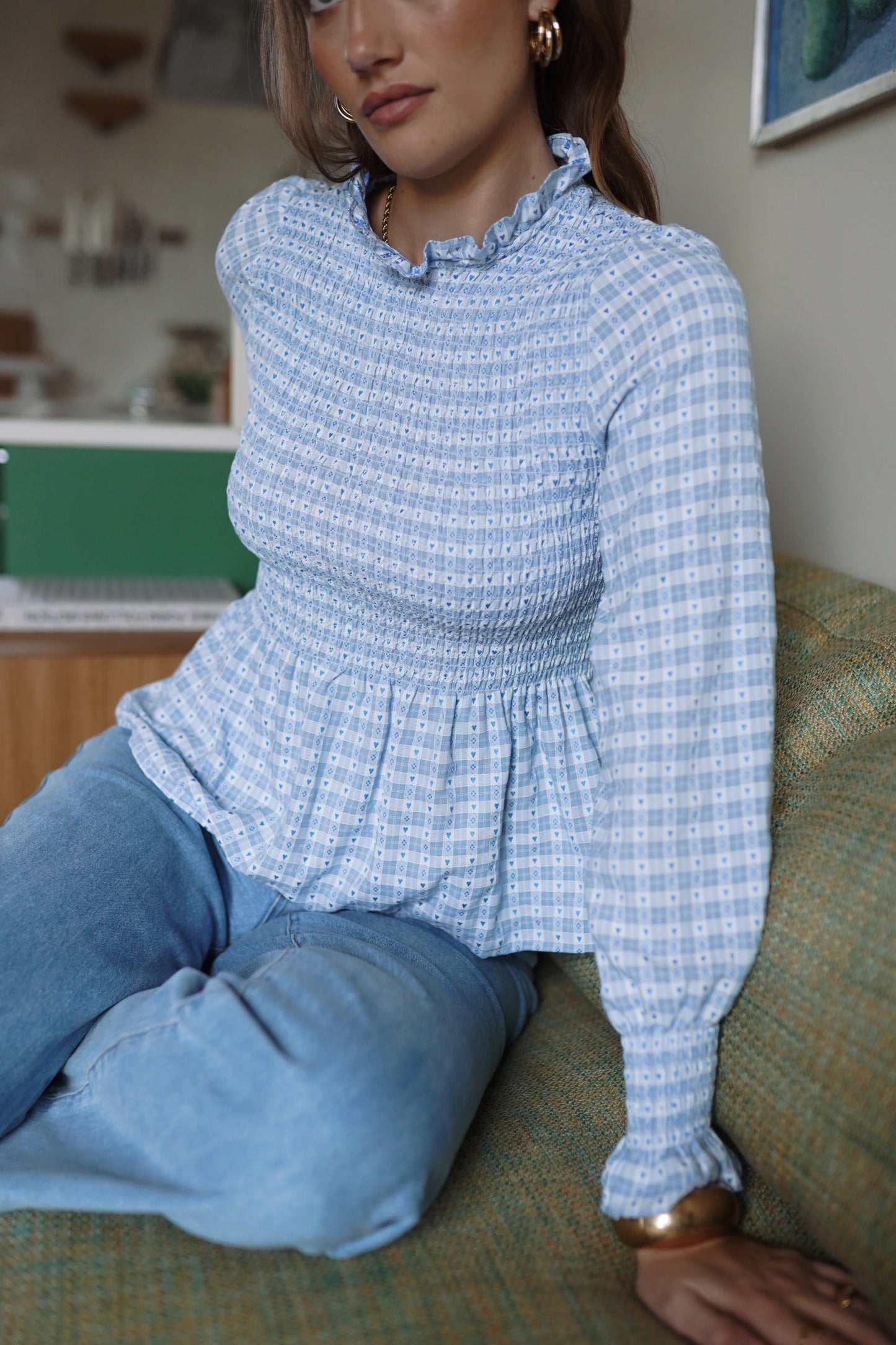 Blusa Fruncida Azul