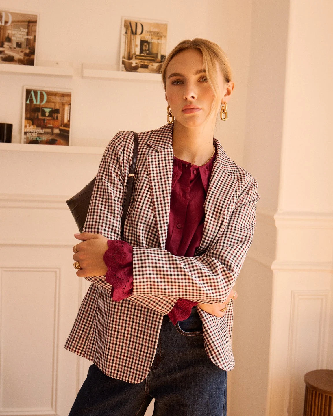 Chaqueta Blazer De Cuadros Vichy