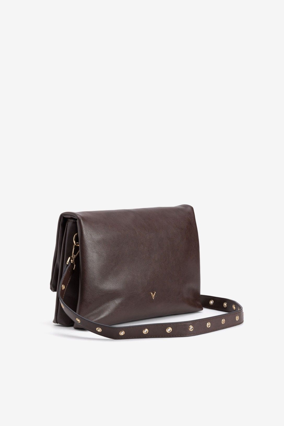 Bolso Bandolera Marrón Correa Tachas