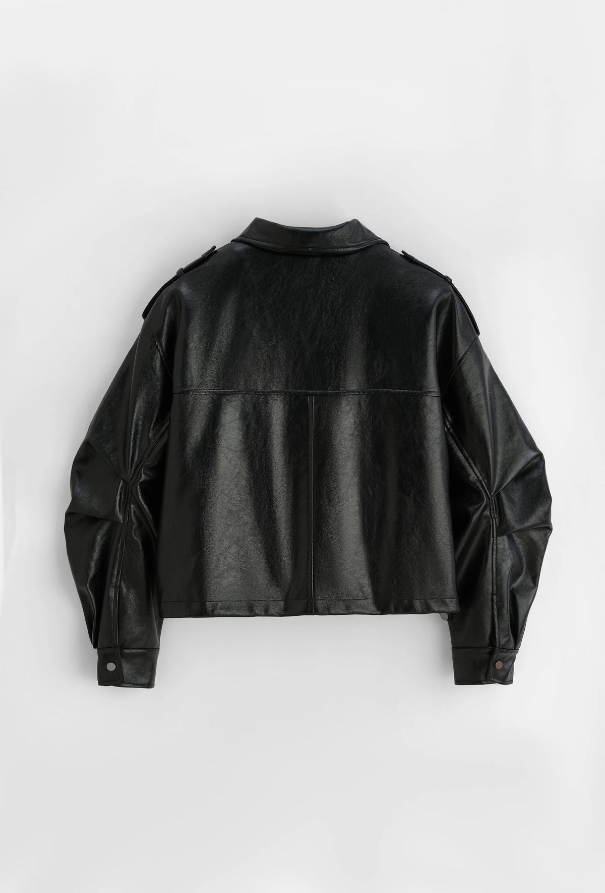 Chaqueta Efecto Cuero Negra