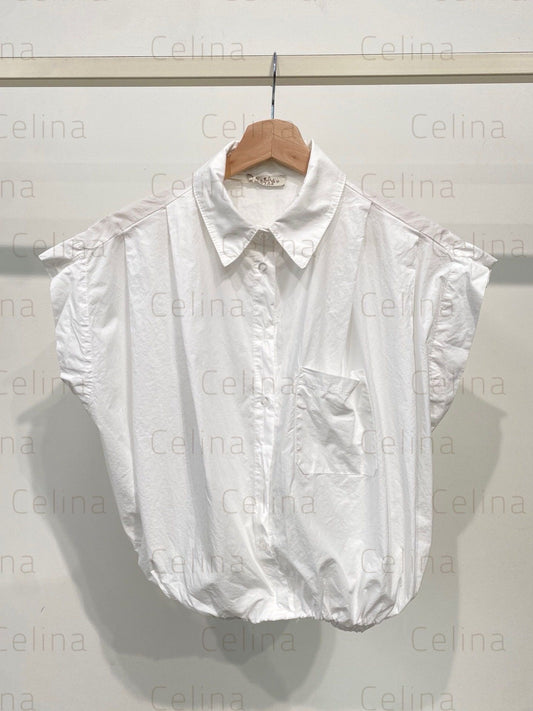 Camisa Blanca Con Elástico Cintura