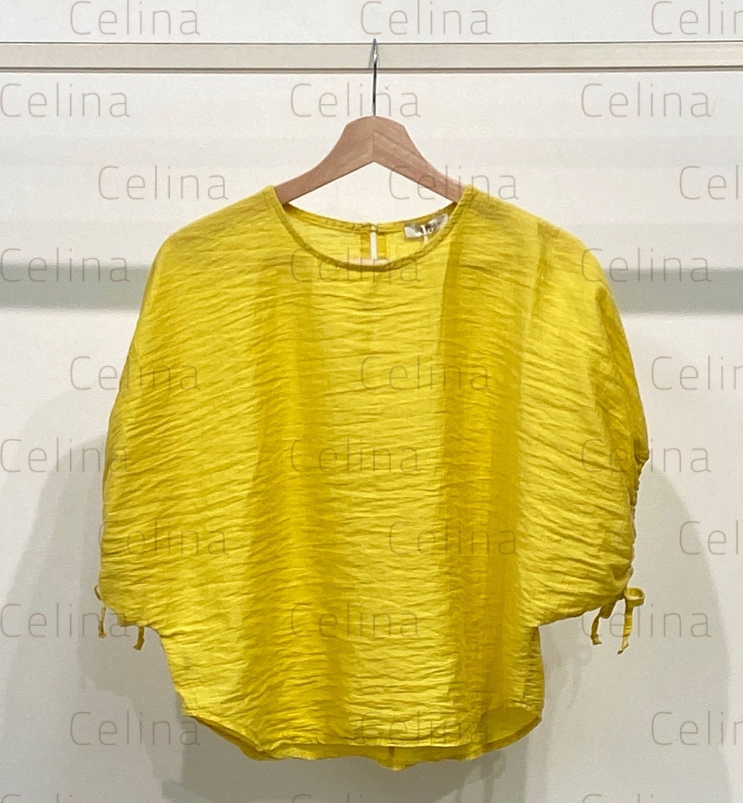 Camisa Manga Ancha Tencel Amarilla