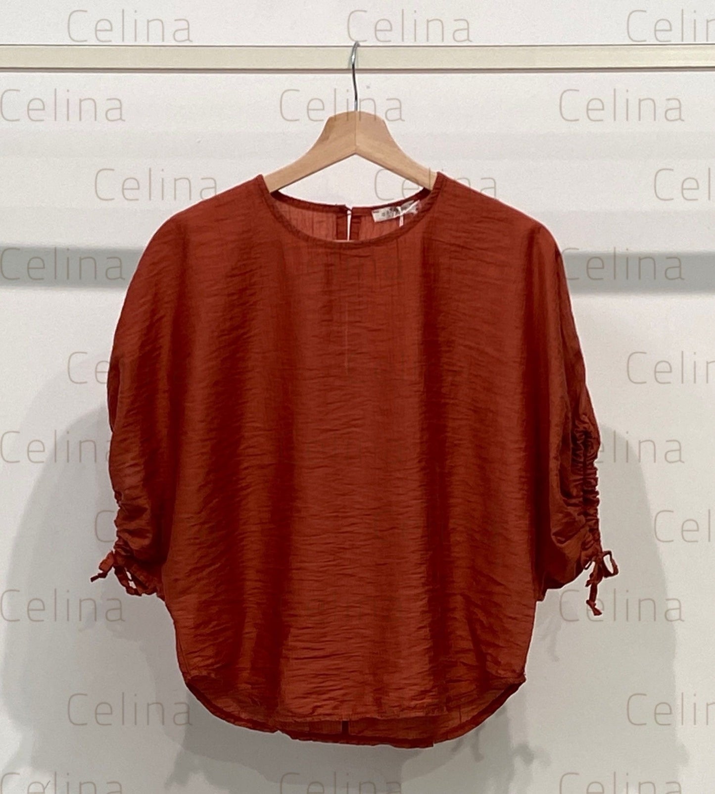 Camisa Manga Ancha Tencel Teja