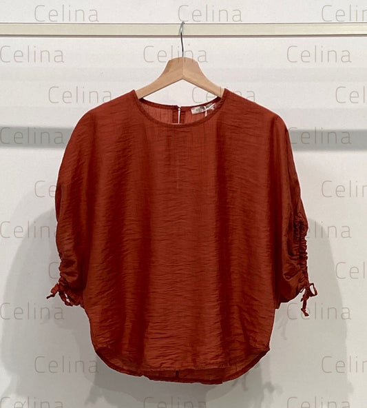 Camisa Manga Ancha Tencel Teja