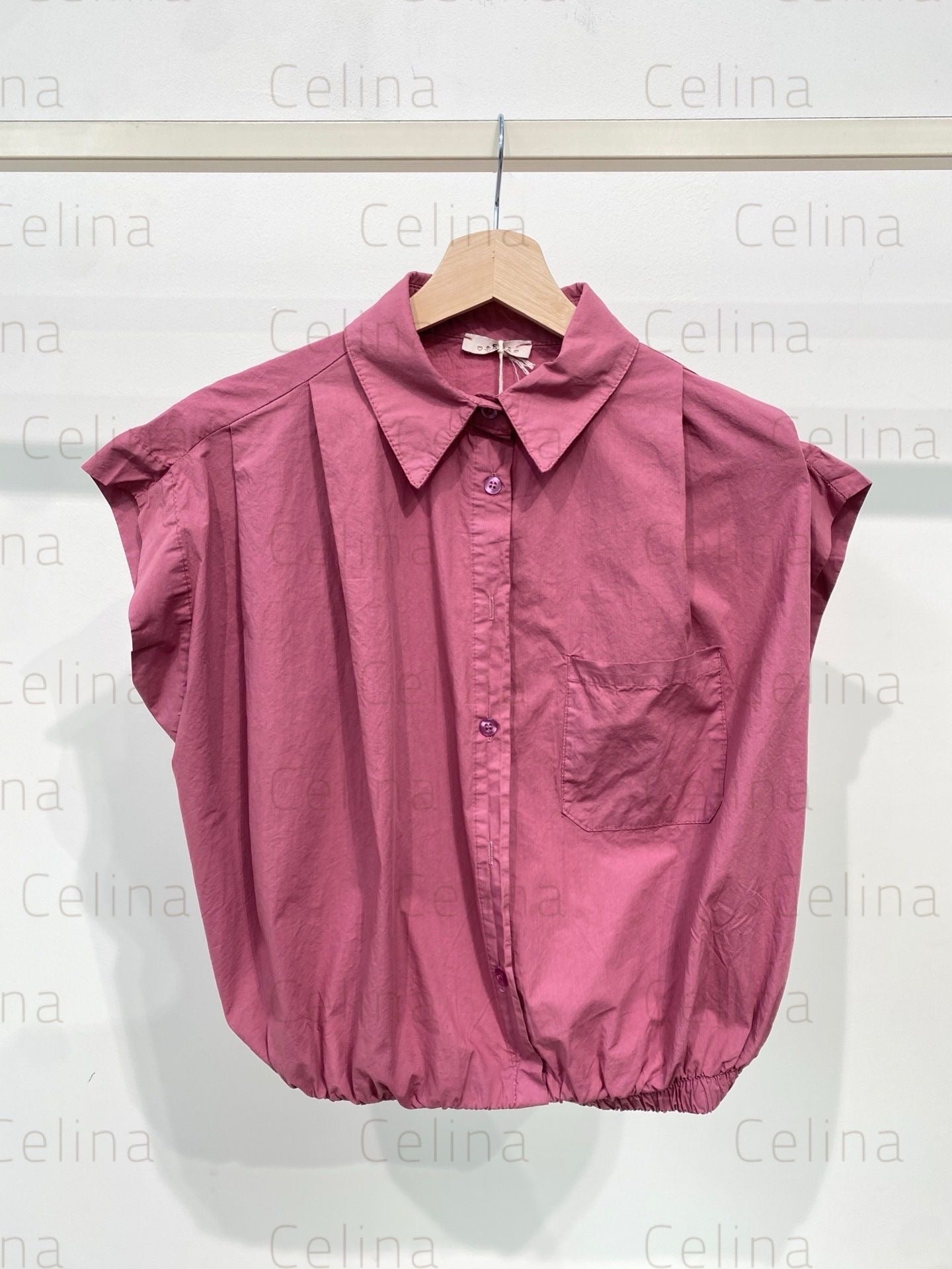 Camisa Rosa Con Elástico Cintura
