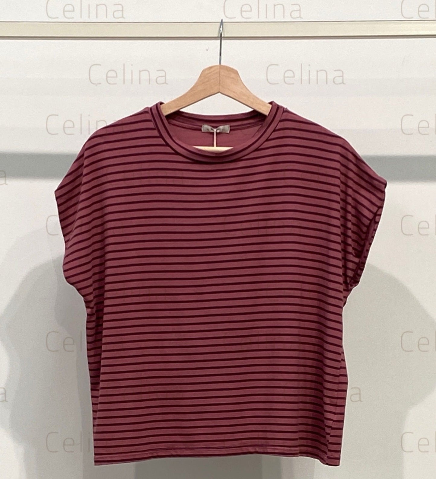 Camiseta Básica Rayas Rosa