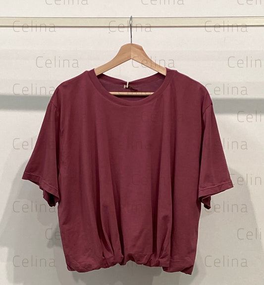 Camiseta Básica Rosa Manga Bombacho