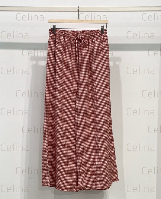 Pantalón Ancho Vichy Teja