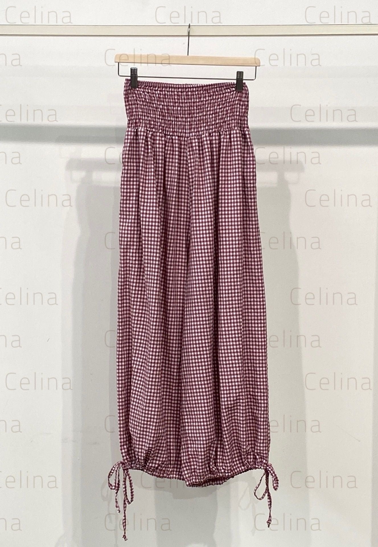 Pantalón Bombacho Vichy Rosa