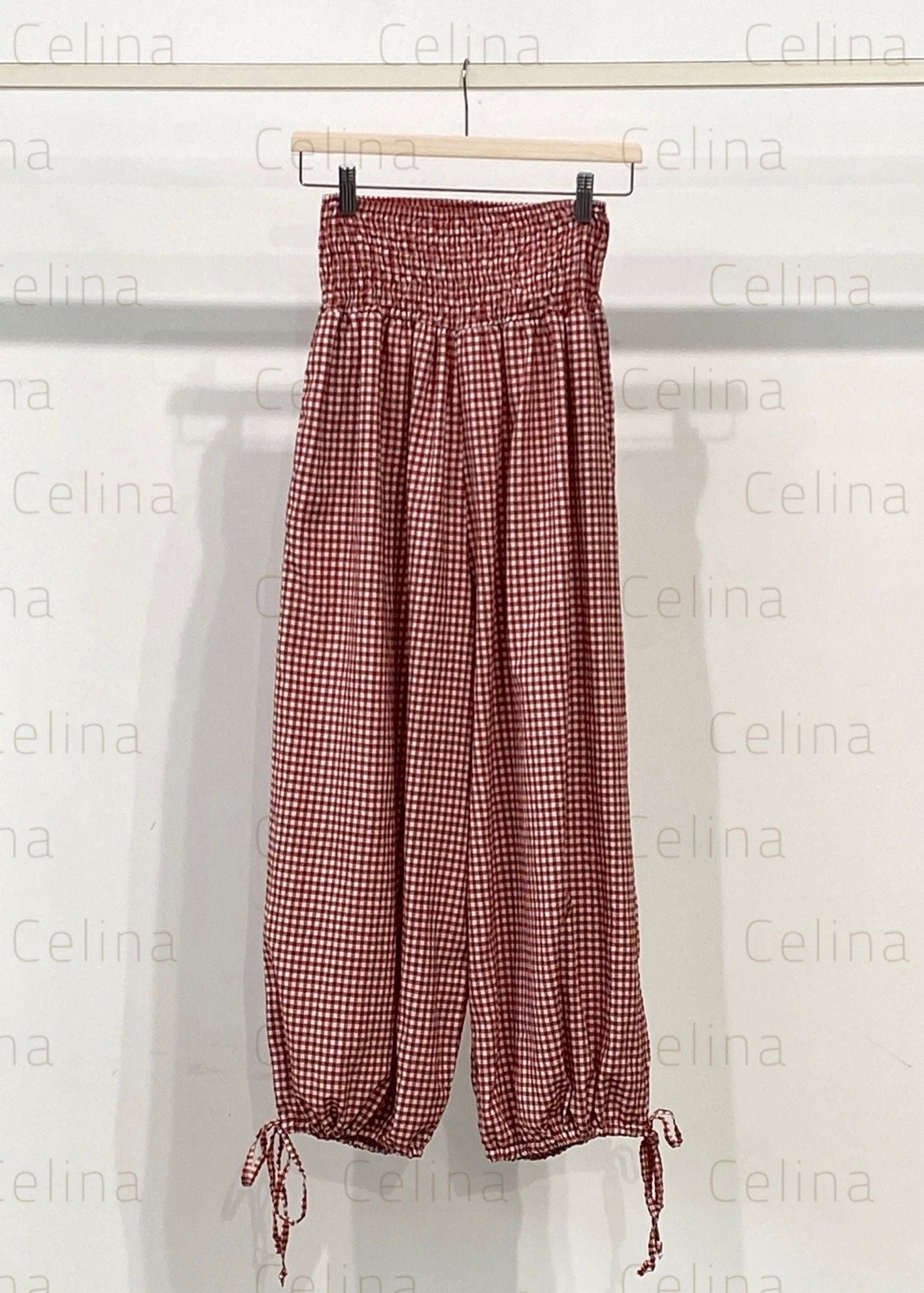 Pantalón Bombacho Vichy Teja