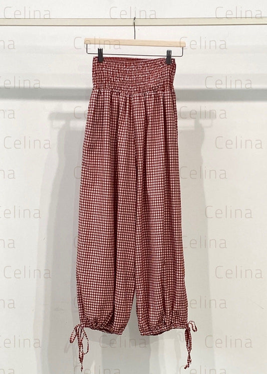 Pantalón Bombacho Vichy Teja