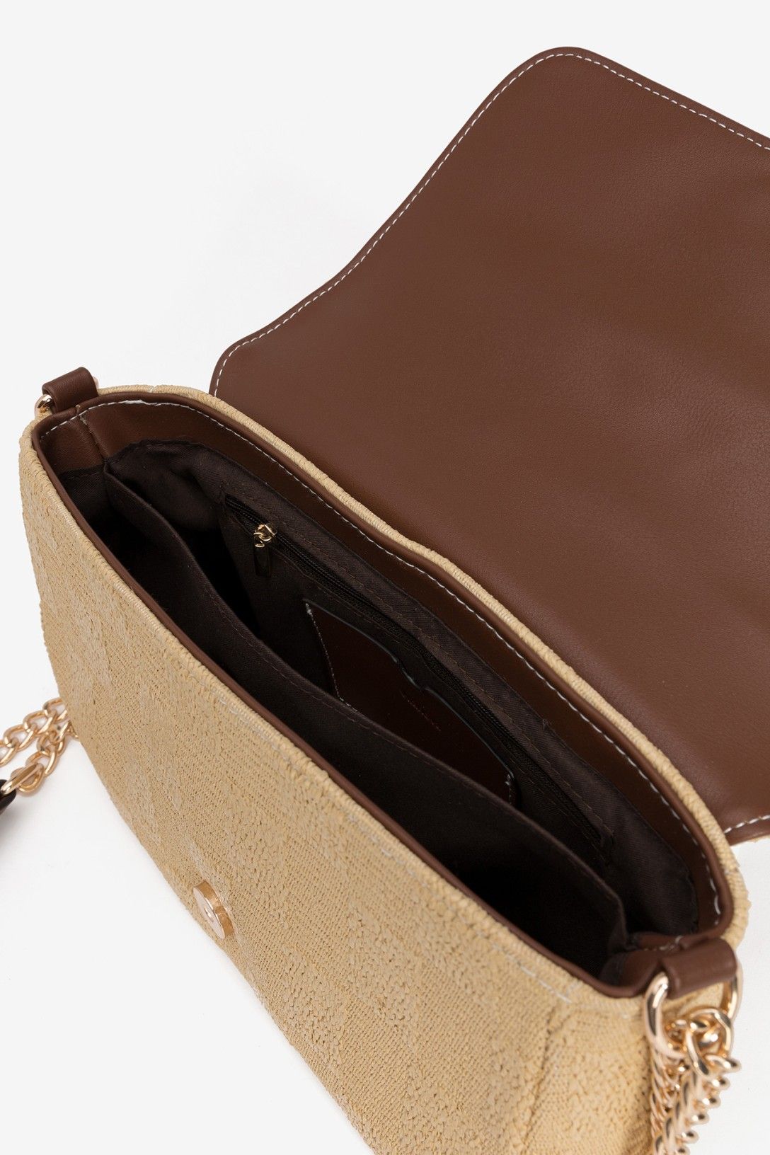 Cartera De Color Beige Claro Con Textura