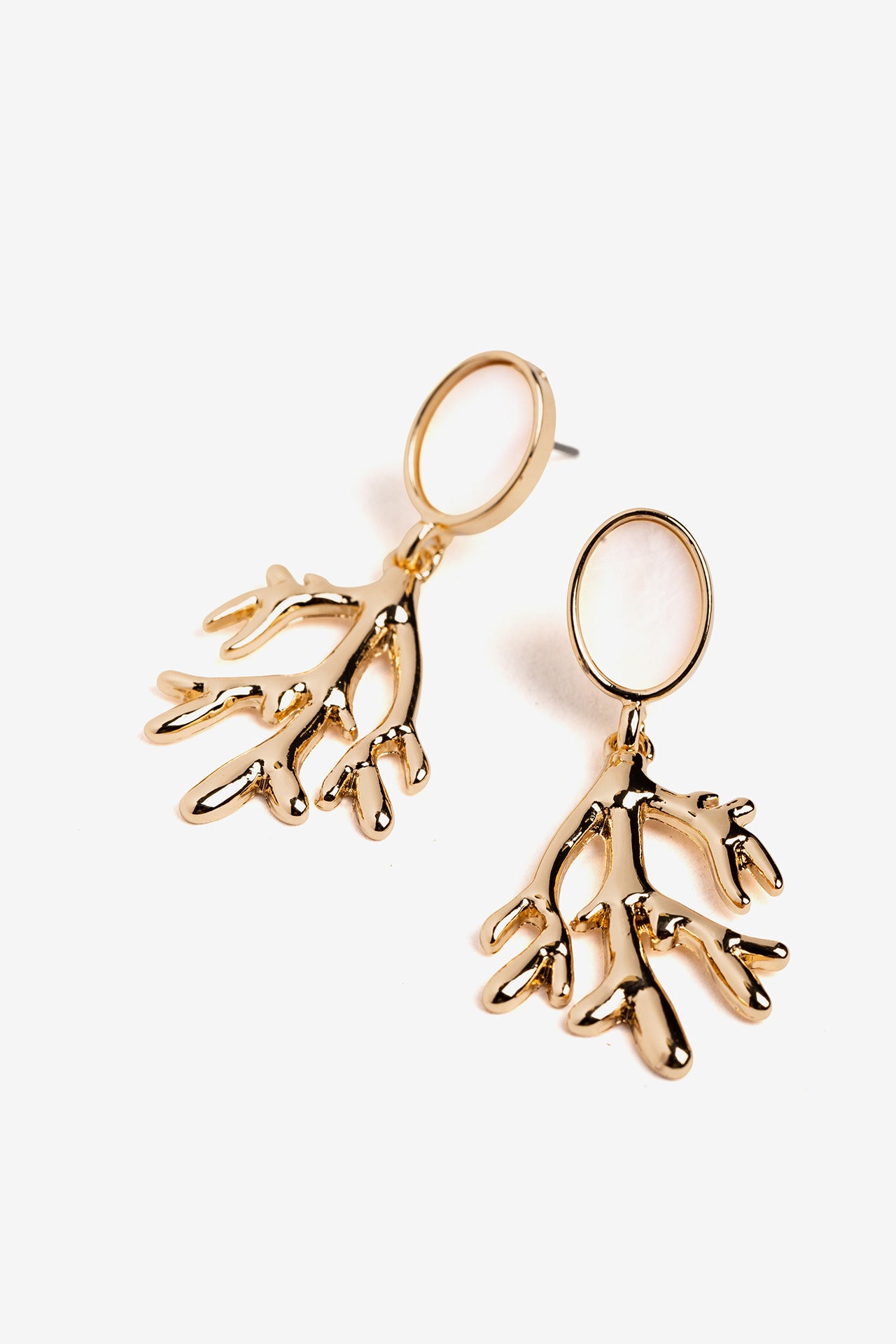 Pendientes Piedra Coral Oro