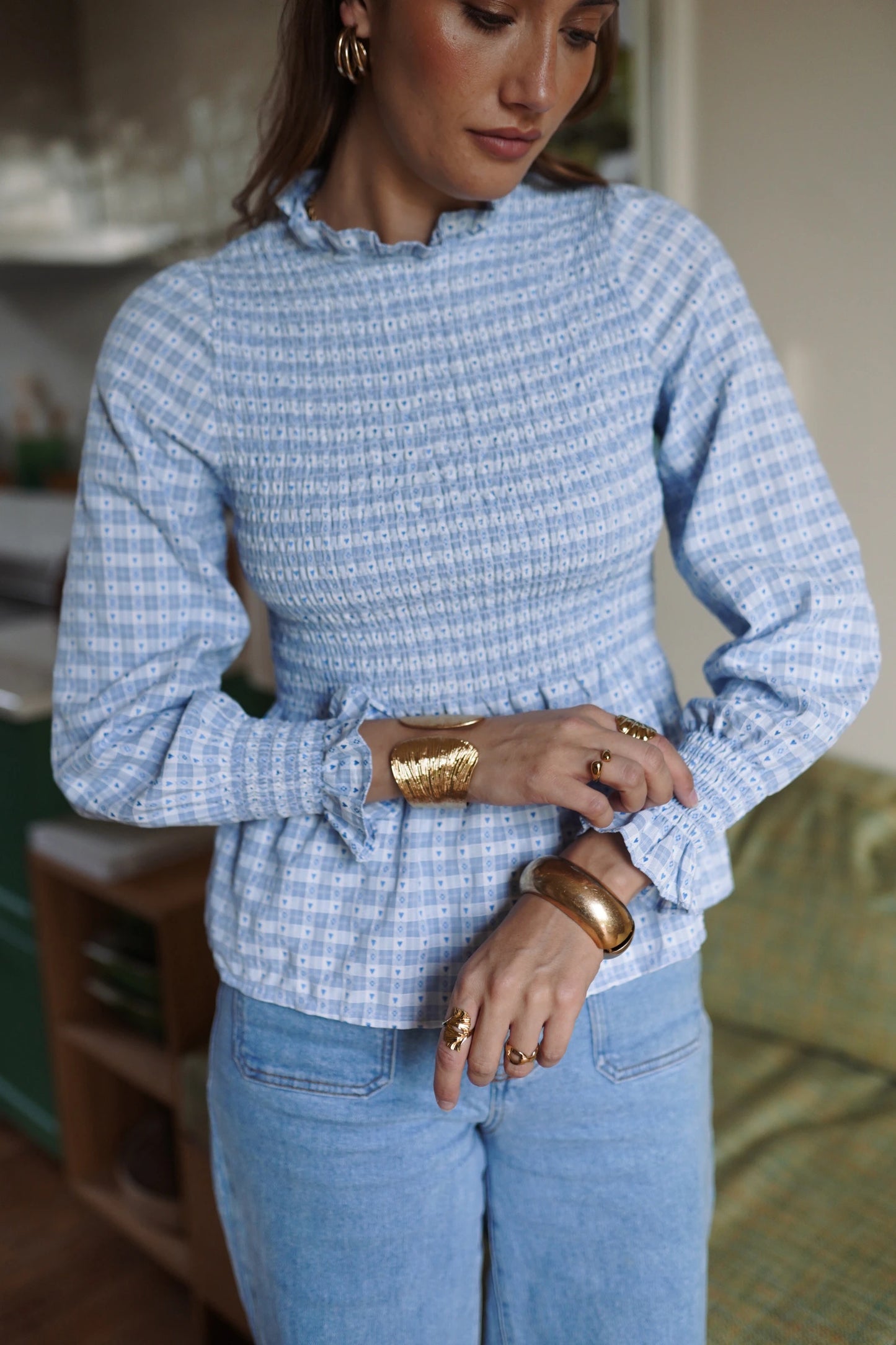 Blusa Fruncida Azul