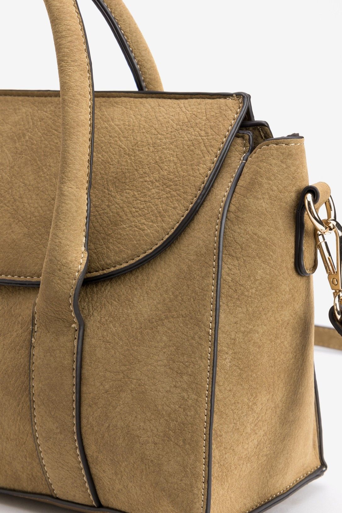 Bolso Ancho Marrón Nobuk Detalle Decorativo Lazo