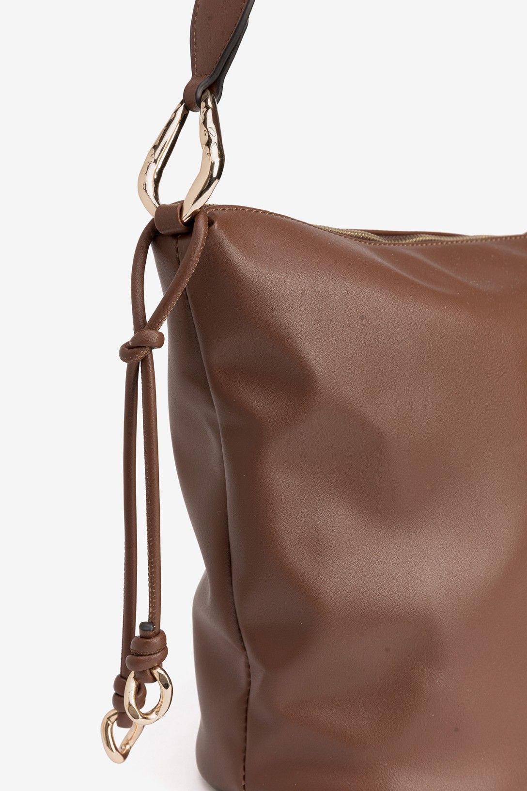 Bolso Liso De Hombro Marrón