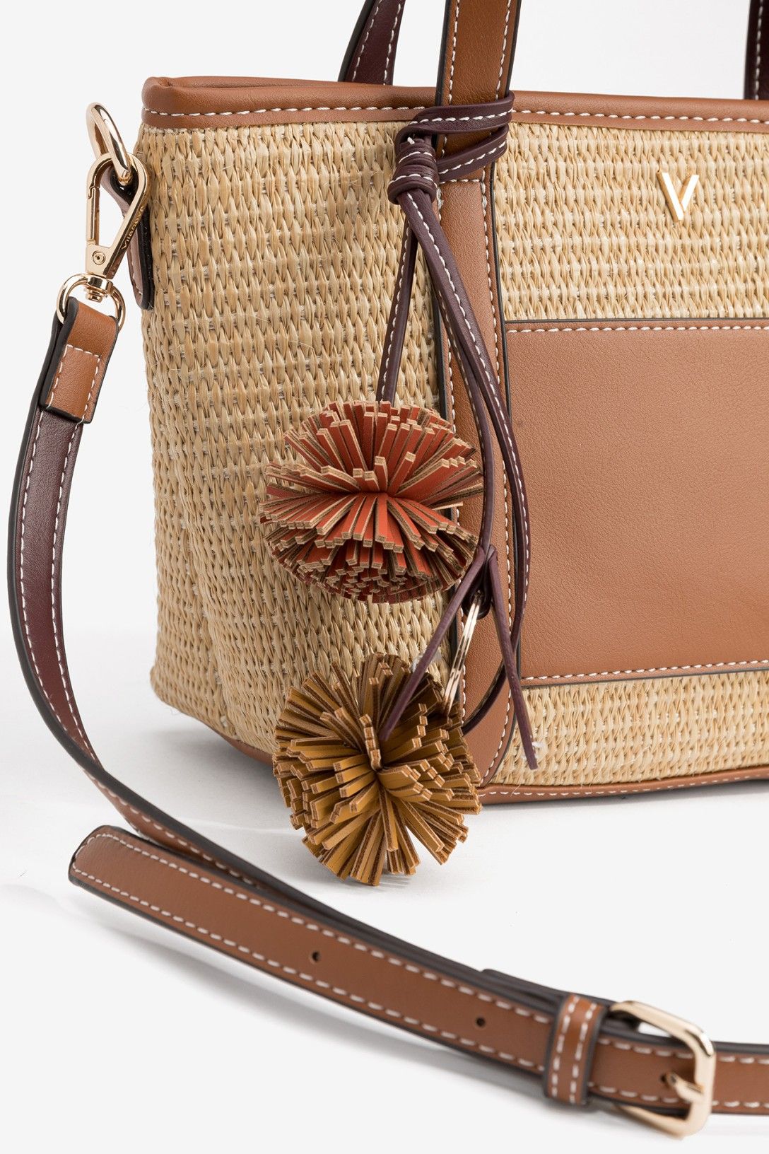 Bolso Mini Bandolera Rafia Pompones