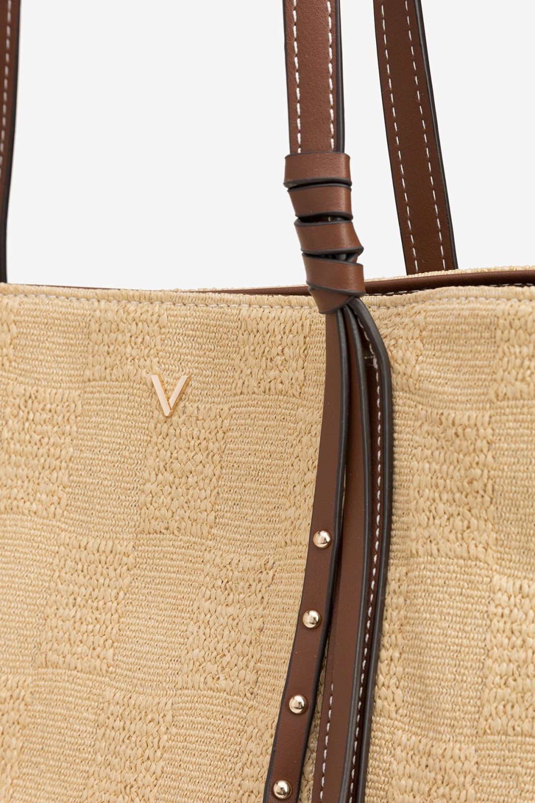 Bolso Shopper Rafia Tachas