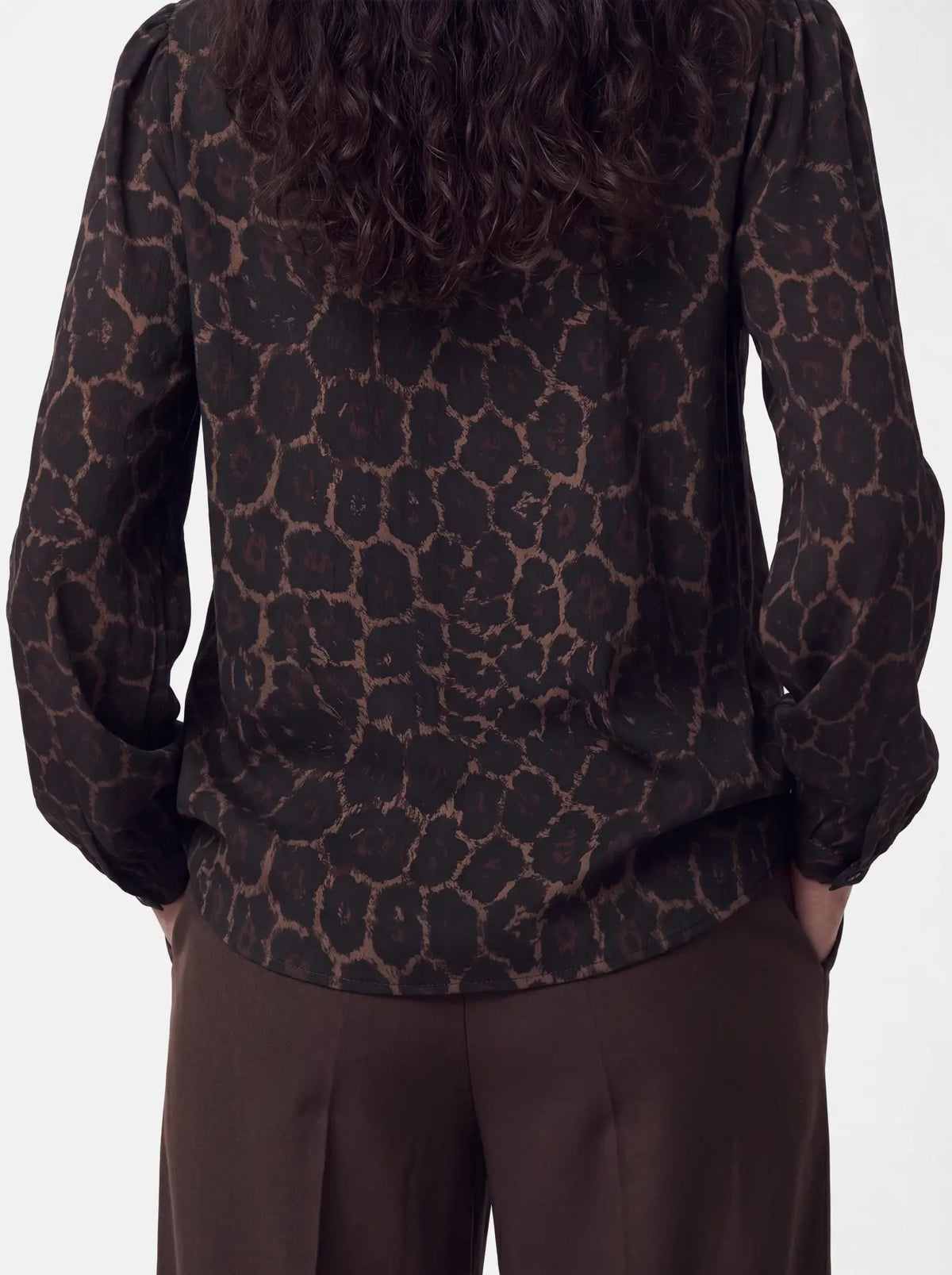 Camisa Marrón Oscuro Animal Print