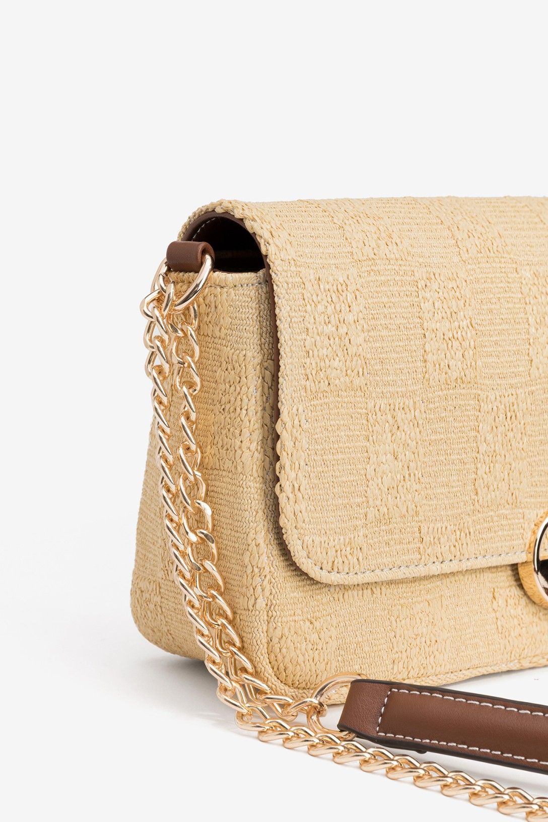 Cartera De Color Beige Claro Con Textura