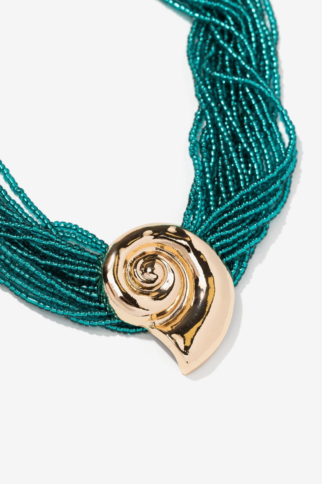 Collar Azul Caracola Oro