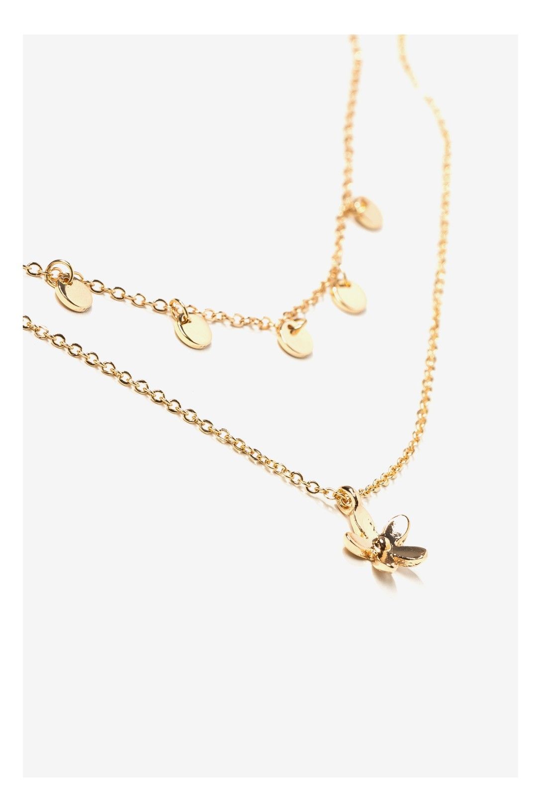 Collar Doble Flor y Circulos Mini