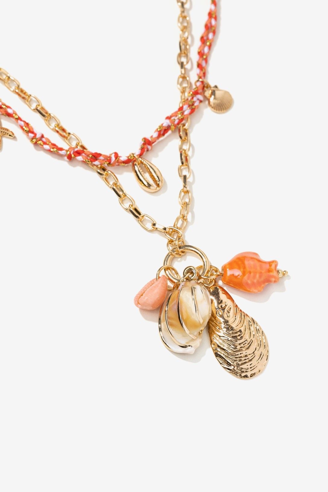 Collar Doble Naranja Coral