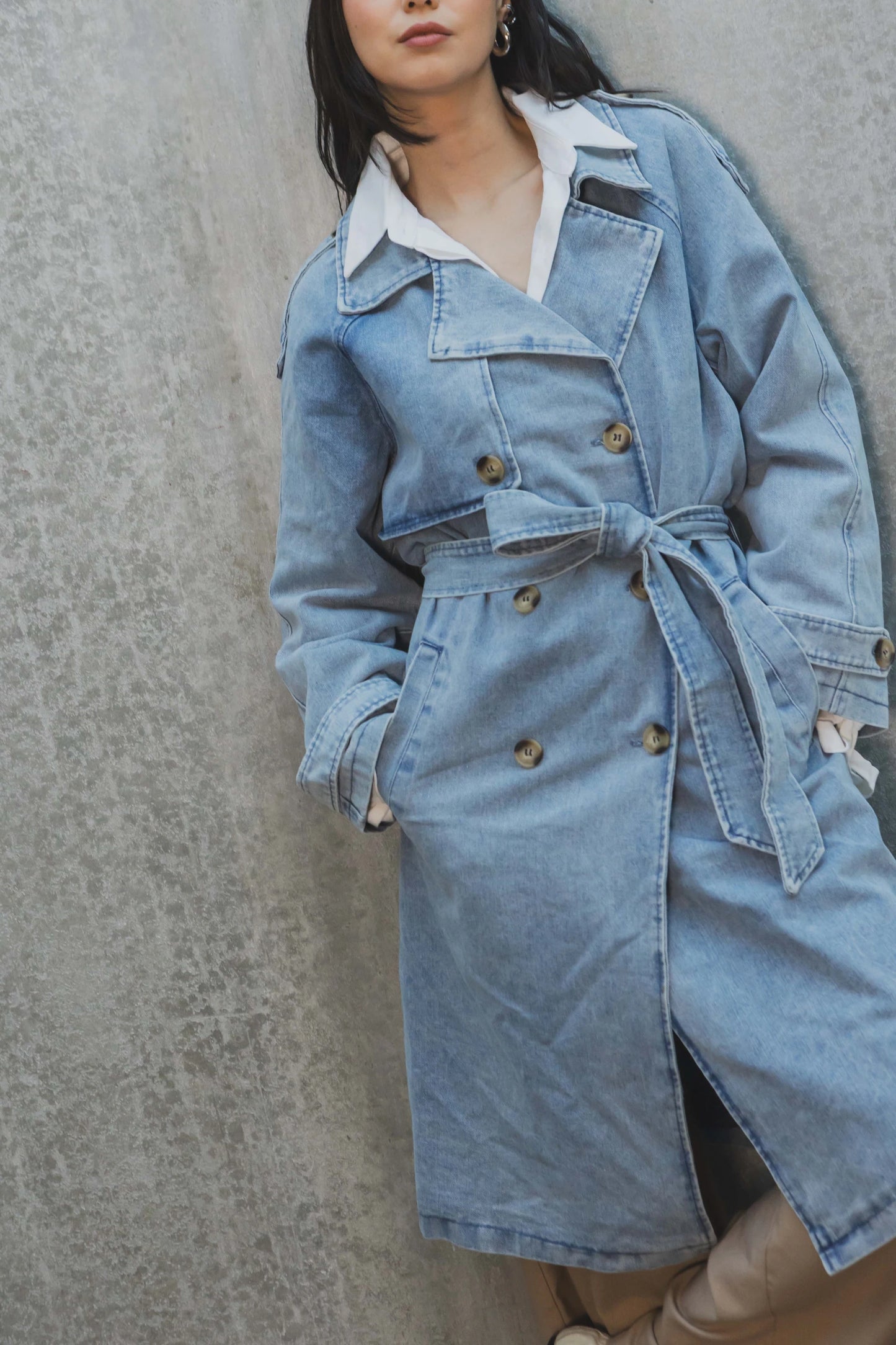 Gabardina Larga Denim