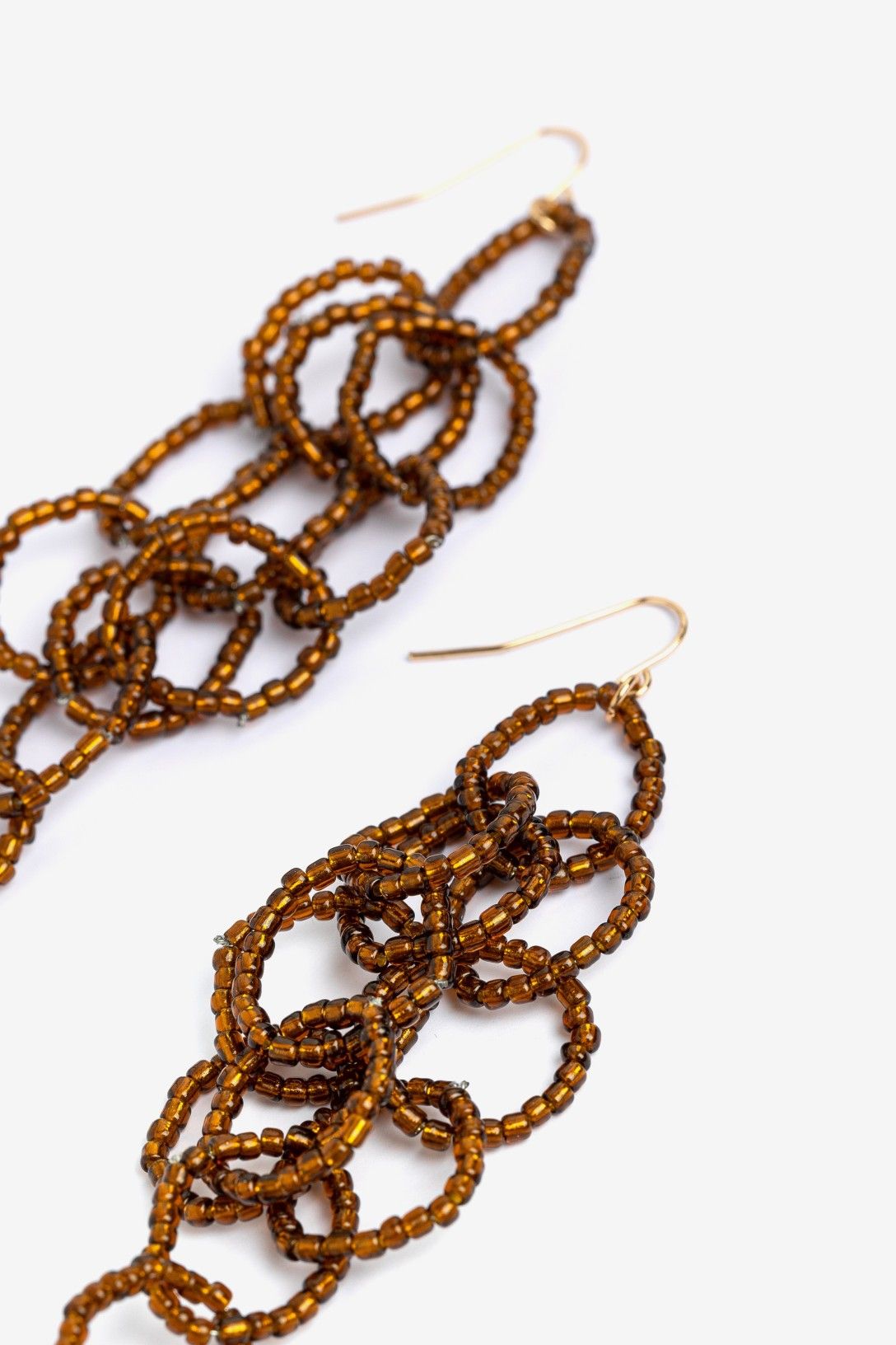 Pendientes Abalorios Marrones Largos