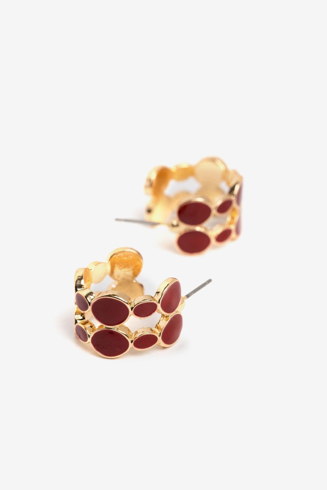 Pendientes Aro Doble Piedras Rojas