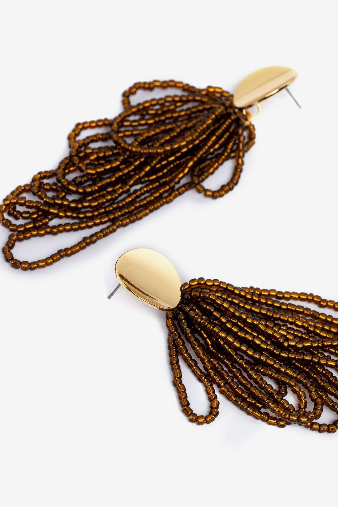 Pendientes Detalle Oro Abalorios Marrones