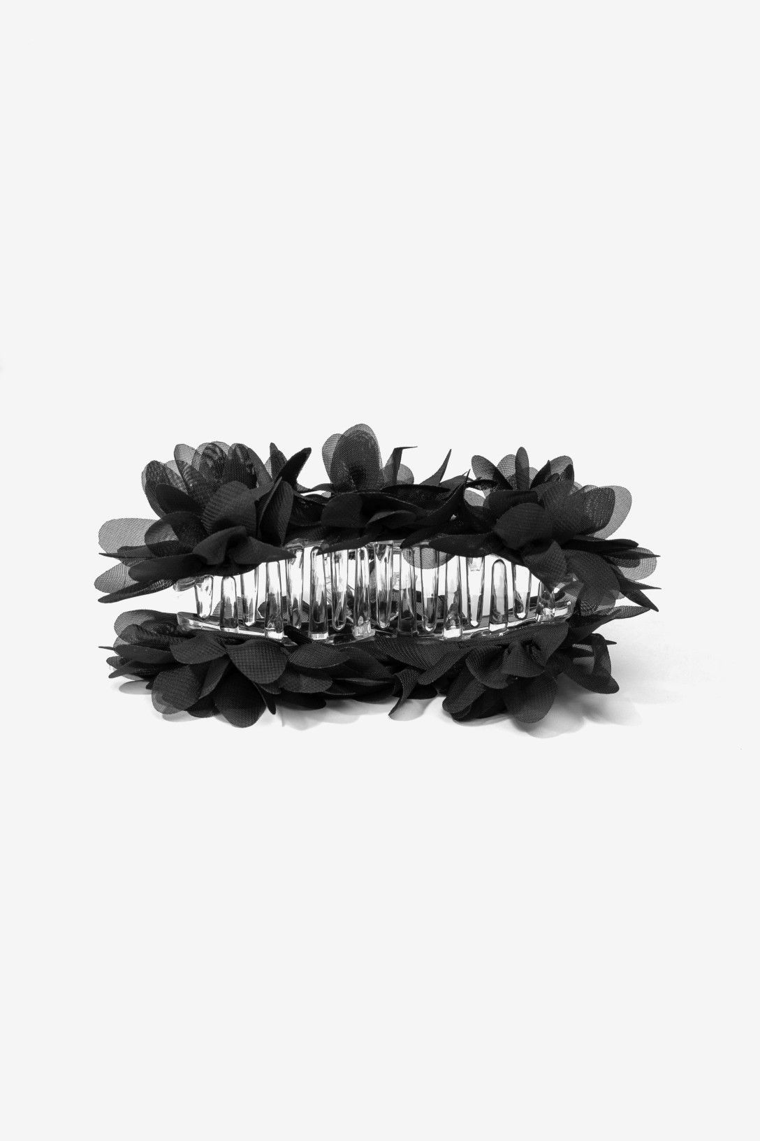 Pinza Pelo Flores Negro