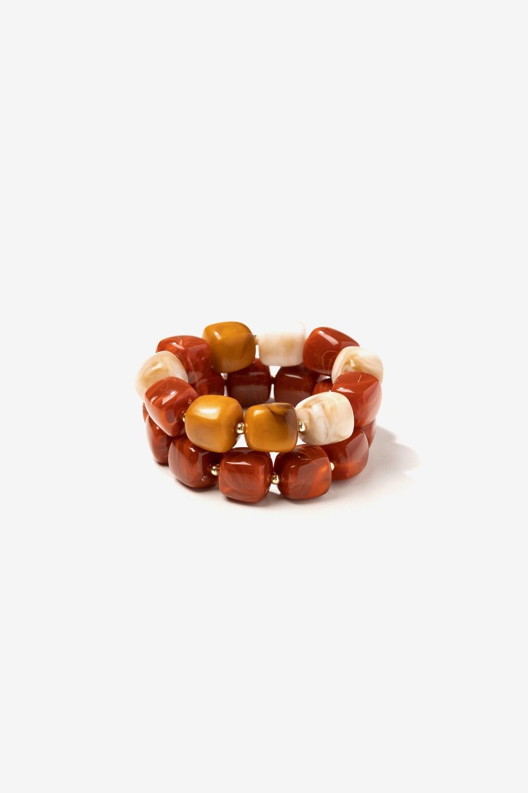 Pulsera Doble Piedras Grandes Teja