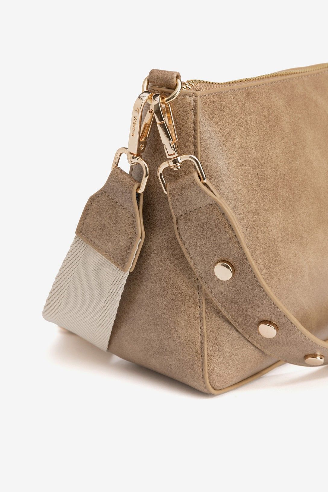 Bolso Bandolera Beige Tachas